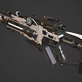 Detailed Sci-Fi Weapon Design With Mechanical Structure And Orange Accents 3d model