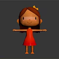 Game Movie Character With Red Hair Yellow Crown Red Dress Smiling And Outstretched Arms