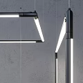 Modern Linear Chandelier Design With Hanging LED Lights And Architectural Lines