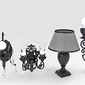 Classical Black Lighting Combination With Crystal Chandelier Wall Lamp And Table Lamp