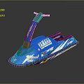 Blue Yamaha Jet Ski With Dolphin Stickers And Number 12 Graphics