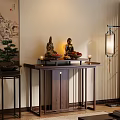 Elegant New Chinese Style Solid Wood Buddhist Altar Cabinet For Home Religious Worship And Decoration