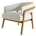 Modern Cream Fabric Upholstered Solid Wood Frame Leisure Armchair For Cozy Home Living Room
