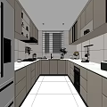Bright Modern White Kitchen Interior With Clean Countertop Window And Cabinets 3d model