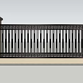 Scenic Wall Design with Stone Columns and Geometric Metal Railing