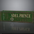 Rusty Green Container With ADEL PRINCE Lettering FRAPDLE And Lifebuoy Symbol
