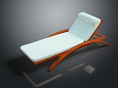 Stylish Lounge Chair With Wooden Frame And Comfortable White Cushion Design 3d model