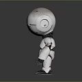 White Robot Character With Green Eyes And Scratched Body Design