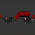 Industrial Mechanical Structure With Red Components And Black Frame Design