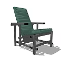 Modern Green Cushioned Leisure Chair With Wooden Frame Comfortable Seat And Armrests