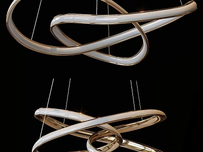 Modern Twisted Circular Chandelier with Polished Metal Finish and Sleek Design 3d model