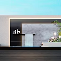 Modern Feature Wall Design With Deer Motifs Waterfall And Greenery Lighting 3d model