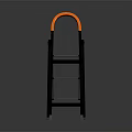 Household Step Ladder With Orange Handle Black Frame And Three Steps 3d model