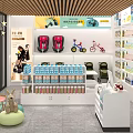 Baby Kids Specialty Store With Child Safety Seats Kids Bikes And Decorative Product Shelves