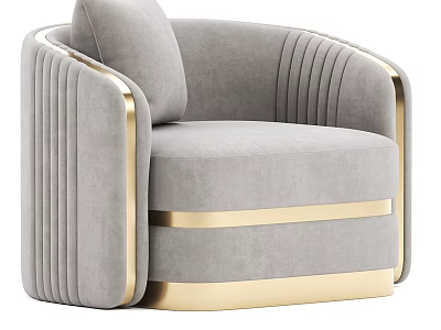 Modern Grey Armchair With Gold Accents Luxury Fabric And Elegant Design Details 3d model