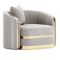 Modern Grey Armchair With Gold Accents Luxury Fabric And Elegant Design Details