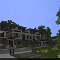 Traditional Chinese Style Townhouse Exterior With Lush Greenery And Garden Lamps