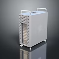 Silver Apple Desktop Computer With Top Handles Wheels And Modern Design 3d model