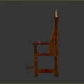 Ornate Wooden Chairs With Red Upholstered Seats And Spiked Finials
