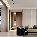 Modern Living Dining Room Interior With Sofa Floor Lamp TV Wall And Large Windows