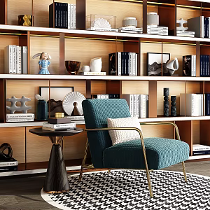 Light Luxury Sofa Chair Luxury Sales Office Bookcase Single Chair Combination 3d model