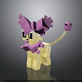 Adorable Pixel Art Creature Character With Yellow Body Pink Ears And Tail