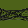 Complex Highway Interchange Structure With Black Roads On Green Background 3d model