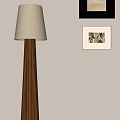 Modern Floor Lamp With Wooden Stand White Lampshade And Wall Decor In Interior