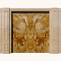 Elegant TV Background Wall With Beige Frame And Brown Marble Symmetrical Texture 3d model