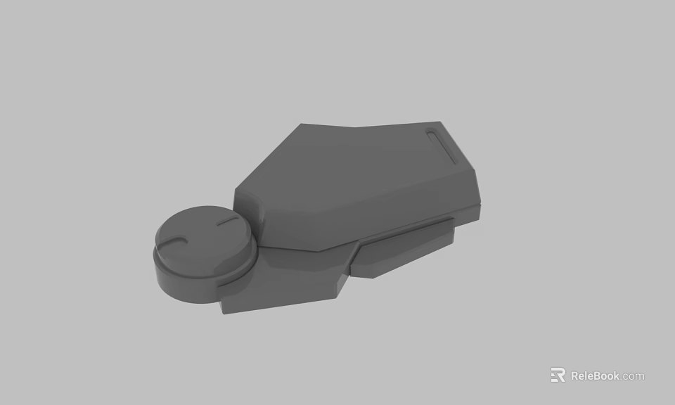 Gray Geometric Mechanical Component 3D Model With Circular Element And Irregular Shape 3d model 
