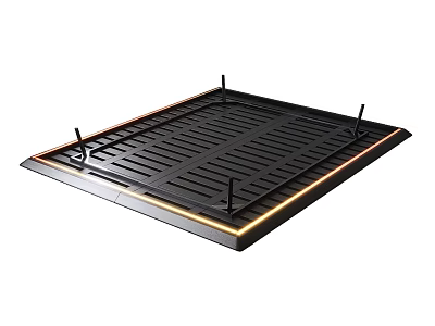 Modern Black Grilled Platform With Edge LED Lights And Corner Supports 3d model