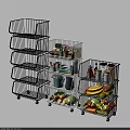 Bathroom Cabinet Rack Multi Layer Metal Storage with Wheels for Organizing Items 3d model