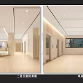 Modern Lobby Reception Desk With Marble Floor Large Windows Green Plants And Decorative Mural