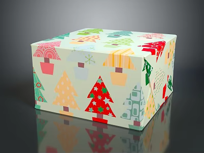 Festive Decorative Ornament Set With Colorful Christmas Tree Gift Box And Snowflake Patterns 3d model