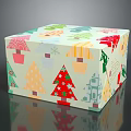 Festive Decorative Ornament Set With Colorful Christmas Tree Gift Box And Snowflake Patterns
