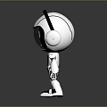 3D Shiny Silver Robot Character With Headphones And Big Eyes On Reflective Surface