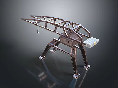 Sturdy Industrial Metal Mechanical Structure With Geometric Frame Support Legs And Control Unit 3d model