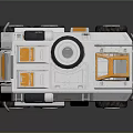 Sci Fi Off Road Vehicle With White Orange Design Reinforced Cabin And Six Large Wheels