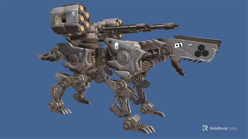 Futuristic Mechanical Animal With Detailed Metal Structure Multiple Legs And Weaponry 3d model 