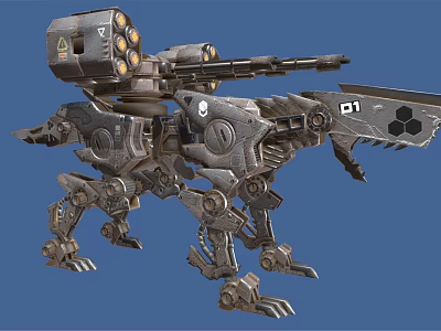 Futuristic Mechanical Animal With Detailed Metal Structure Multiple Legs And Weaponry 3d model