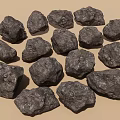 Natural Black Rough Stones Collection for Decorative Design and 3d model
