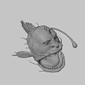Giant Anglerfish With Bioluminescent Lure Sharp Teeth And Blue Fins On Dark Background