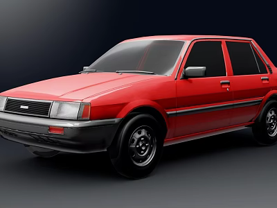 Red Classic Sedan With Sleek Body Design And Black Wheels On Dark Background 3d model