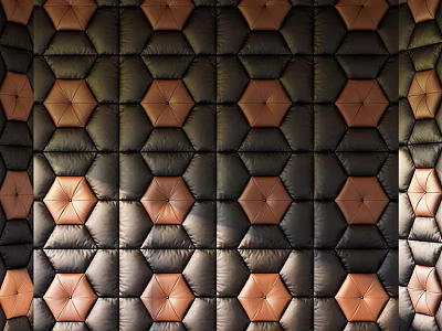 Black And Brown Hexagonal Soft Padded Wall With Neatly Arranged Regular Pattern 3d model