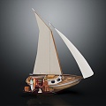 Modern Sailing Wooden Boat Cartoon Sailing Boat 3d model