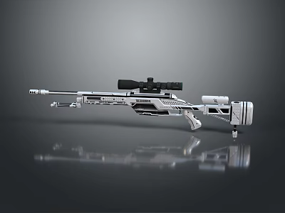 Modern Tactical Sniper Rifle With Scope Silencer Sleek Design And Metallic Finish 3d model