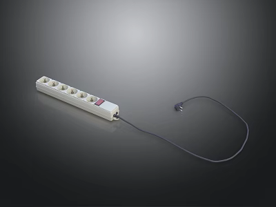 Electrical Power Strip With Multiple Outlets White Design On Off Switch And Power Cord 3d model