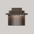 Brown Metal Display Shelf With Multi Layer Circular Top And Striped Grille Base 3d model