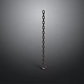 Shiny Metal Chain Hanging Vertically On Dark Background With Reflection