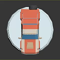 3D Model Orange And Beige Off Road Truck With Roof Lights On White Circular Platform